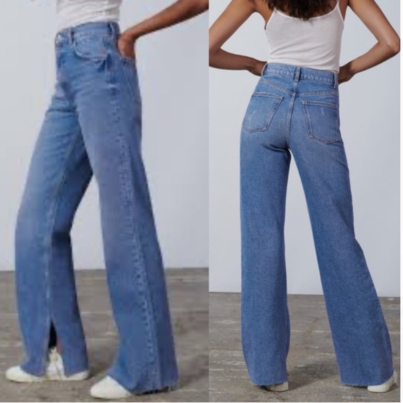 Zara The ‘90S Full Length Jeans Split Hem - Picture 1 of 12